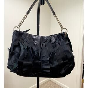 Ann Taylor Leather Purse with Ruffle Accent Detail - Size OS (EUC)